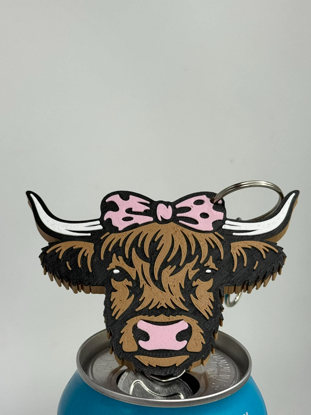 Bow-tiful Highland Cow Pop Tab Opener