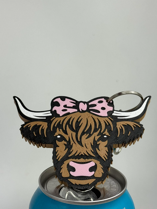 Bow-tiful Highland Cow Pop Tab Opener